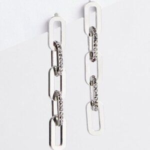 Torrid - Pave Link Drop Earring in High Shine Silver​​​​​​​​​​